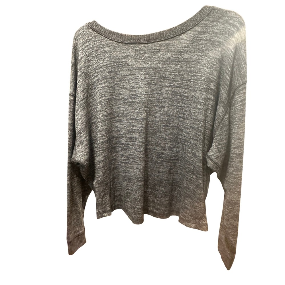 Abercrombie Fitch Heathered Gray Long Sleeve Cropped Knit Top Women's XS